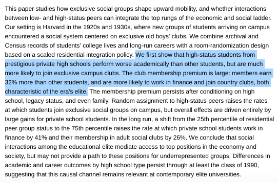 Social impact od elite schools