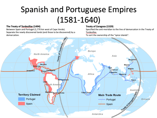 Tordesillas_Spain-Portugal demarcation lines